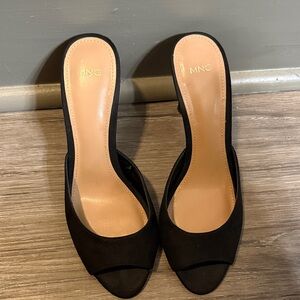 Mango Women's Elegant Black Peep-Toe Heels